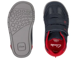 Clarks Rex Play T – Navy/Red Leather